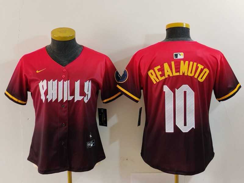 Women%27s Philadelphia Phillies #10 JT Realmuto Red 2024 City Connect Limited Jersey
